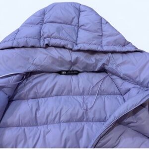 Zara Lavender Quilted Cropped Puffer Jacket